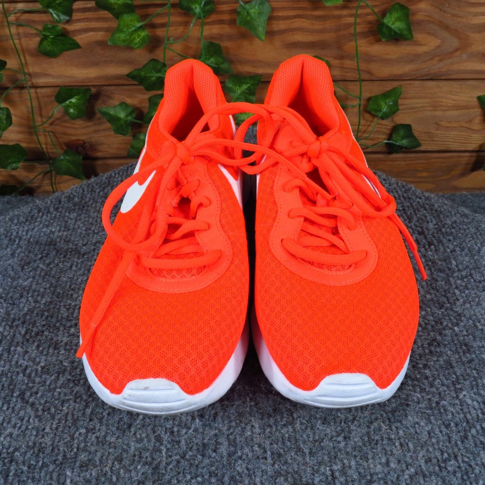 Nike Tanjun Mens Running Shoes Size 7 Athletic Walking Sneakers Orange White - Picture 2 of 7